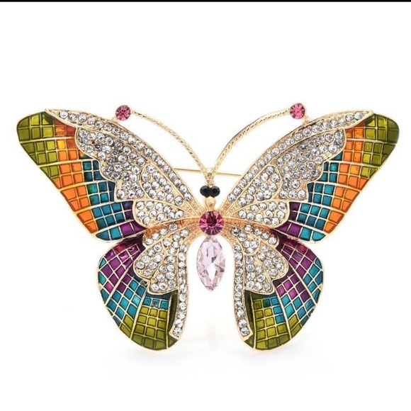 Jewelry - Colorful Butterfly Brooch with Crystals